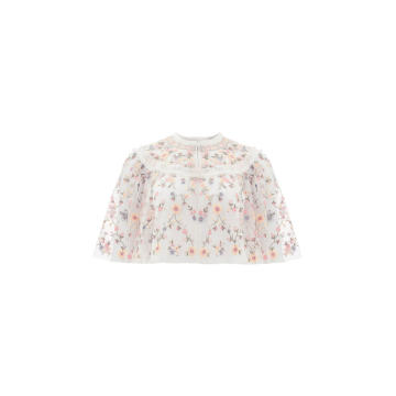Sweet Petal Embroidered Tulle Cape