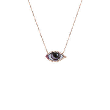 14K Rose Gold & Enamel Eye Necklace