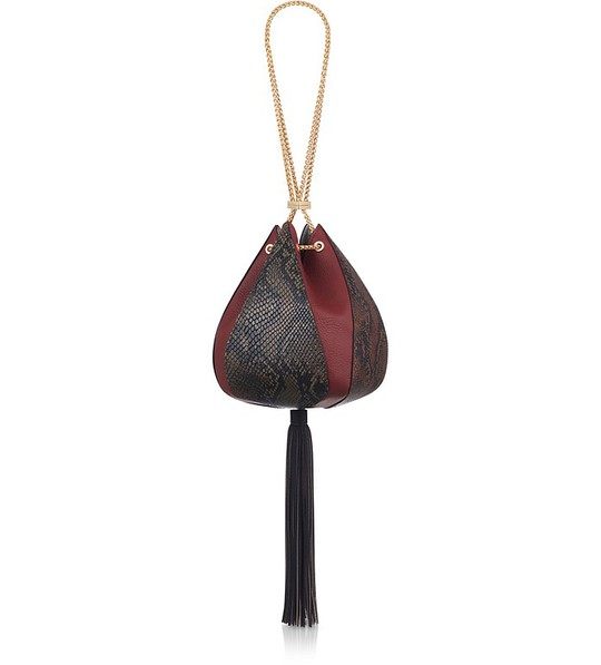 Cindy Snake-embossed Leather-Tassel Bag展示图