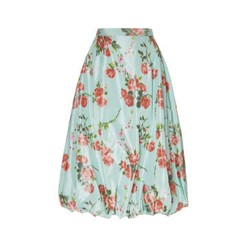 Floral-Printed Balloon Midi Skirt