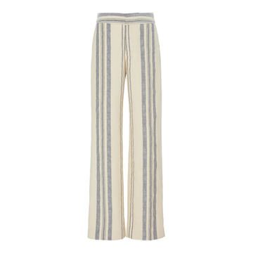 Striped Straight-Leg Cotton-Blend Pants