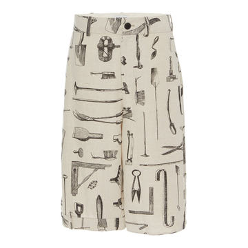 Printed Linen-Blend Shorts