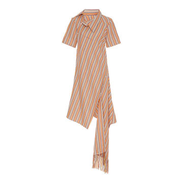 Asymmetric Striped Cotton-Blend Dress