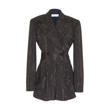 Double Crepe Sable Crystal Pinstripe Jacket Romper