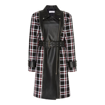 Tartan-Paneled Cotton Moto Trench