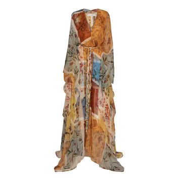 Printed Silk-Twill Caftan