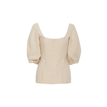 Hyades Puff-Sleeve Corset Linen Top