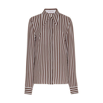 Deck Stripe Silk Georgette Button Down Shirt