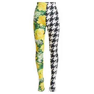 Flora and houndstooth-print high-rise leggings