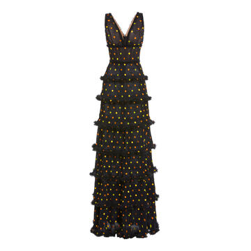 Polka-Dot Pliss�� Gown