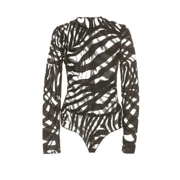 Sheer Zebra-Print Bodysuit