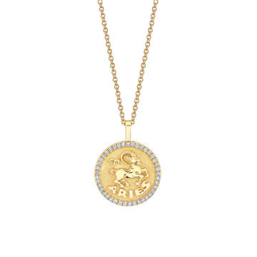 18K Gold Aries Zodiac Necklace