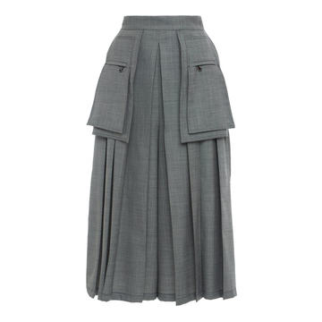 Marmo Pleated Wool-Blend Culottes