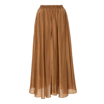 Gathered Silk Maxi Skirt