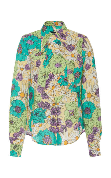 Floral-Print Cotton-Blend Button-Front Shirt展示图