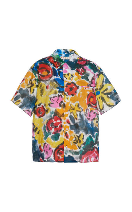 Floral-Print Voile Button-Front Shirt展示图