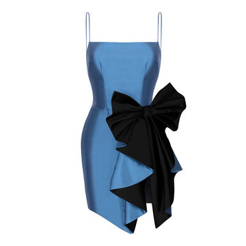 Bow Draped Silk Dress