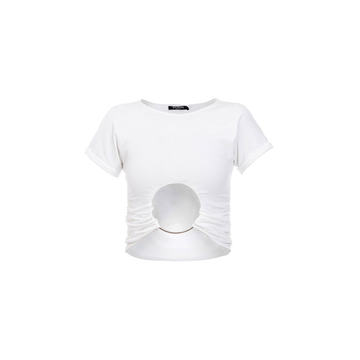 Ring Front Cropped Cotton T-Shirt