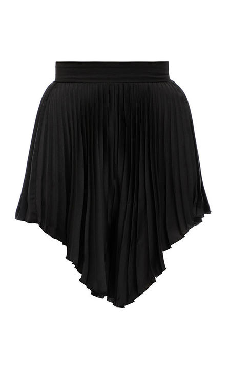 High-Waist Pleated Satin Shorts展示图