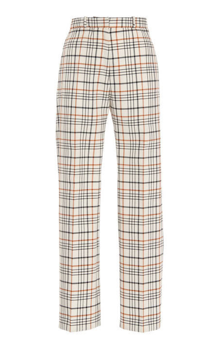 Plaid Gabardine Cropped Straight-Leg Pants展示图