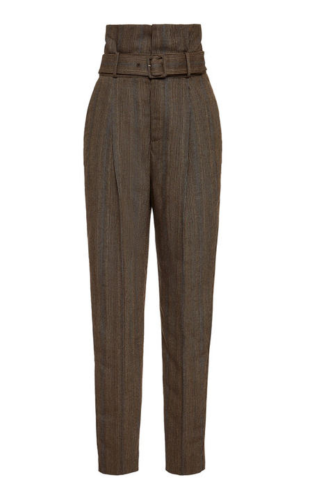 Alloisa Belted Striped Crepe Slim-Leg Pants展示图