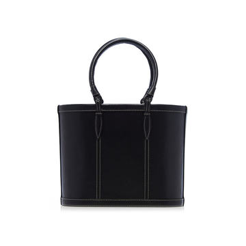 Contrast Stitch Nappa Leather Basket Tote