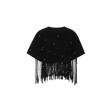 Bianea Fringe-Embellished Cotton T-Shirt