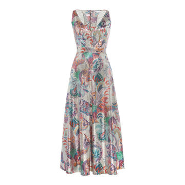 Printed Lam�� Midi Dress