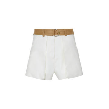 Wool-Silk Blend Two-Tone Mini Shorts