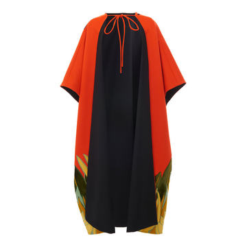 Embroidered Tie-Front Cape