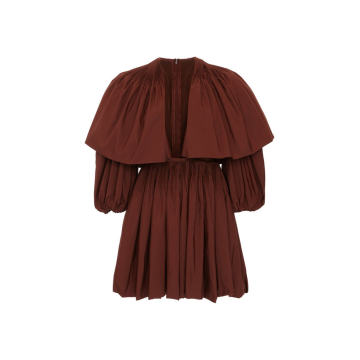 Gathered Sleeve Cotton-Blend Mini Dress