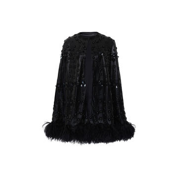 Embellished Feathered Cape