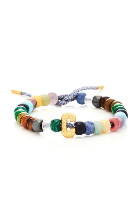 18K Gold Initial and Moonbow Forte Bead Bracelet展示图