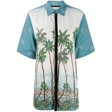 夏威夷风珠饰衬衫