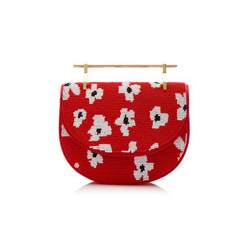 M2Malletier X Pura Utz Mini Halfmoon Floral Beaded Clutch