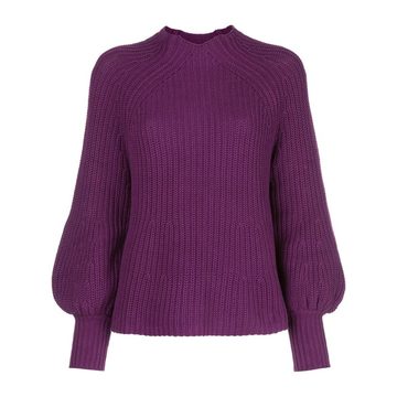 puff sleeve ribbed sweater