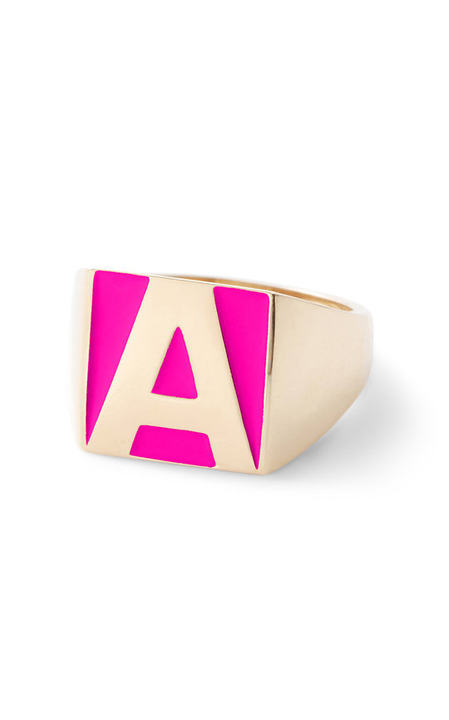 SuperLou Hot Pink Enamel Letter Ring展示图