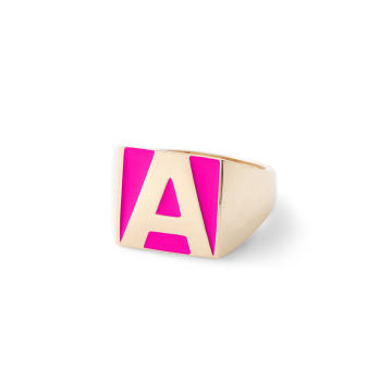 SuperLou Hot Pink Enamel Letter Ring