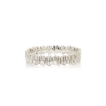 18K White Gold Double Layer Fireworks Cuff