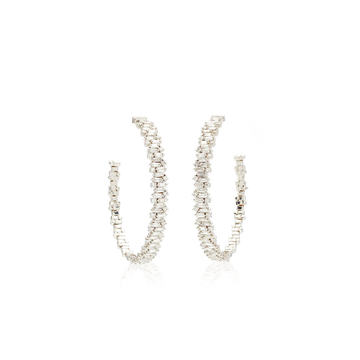 18K White Gold Shimmer Hoop Earring