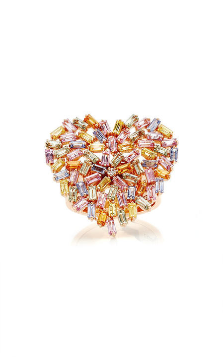 18K Rose Gold Large Pastel Heart Ring展示图