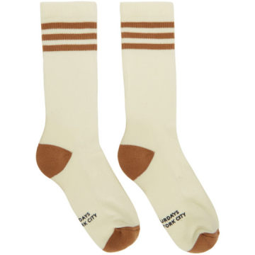 White & Brown Athletic Socks