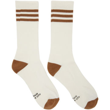 White & Brown Athlete Socks