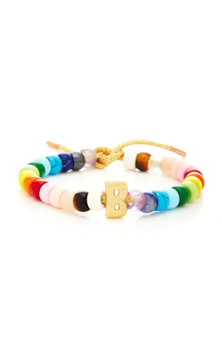 18K Gold Initial and Rainbow Forte Bead Bracelet展示图