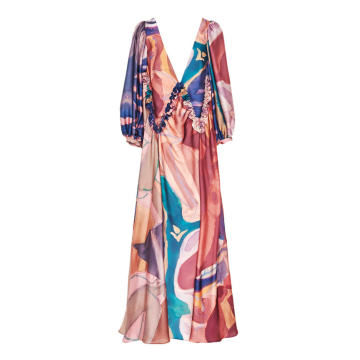 Je L'Ai Dessin�� Printed Silk Satin Maxi Dress