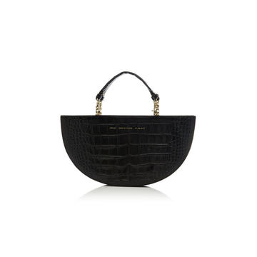 Croc-Effect Leather Shoulder Bag