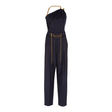 One-Shoulder Embellished Wool-Blend Jumpsuit