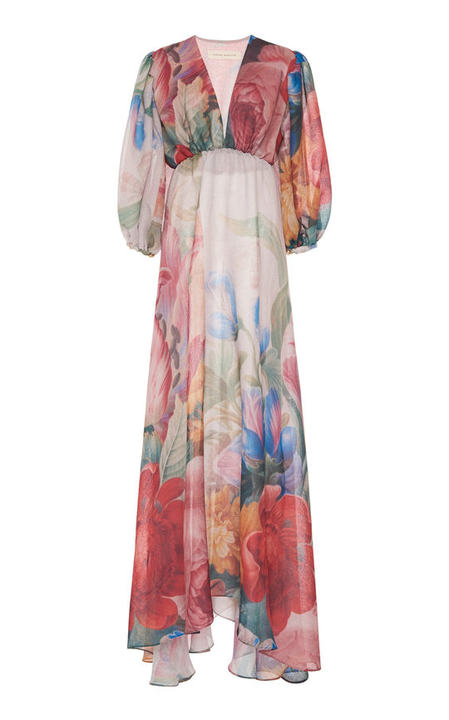 Jardin Delicieux Floral-Print Georgette Maxi Dress展示图