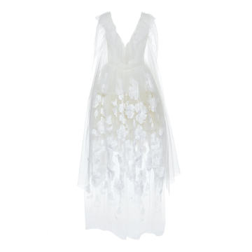 Sir��ne Floral-Embroidered Tulle Gown