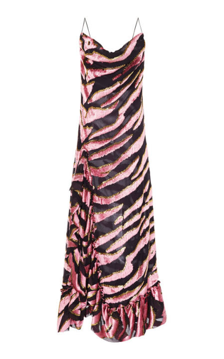 Panth��re Rose Devor�� Velvet Maxi Dress展示图